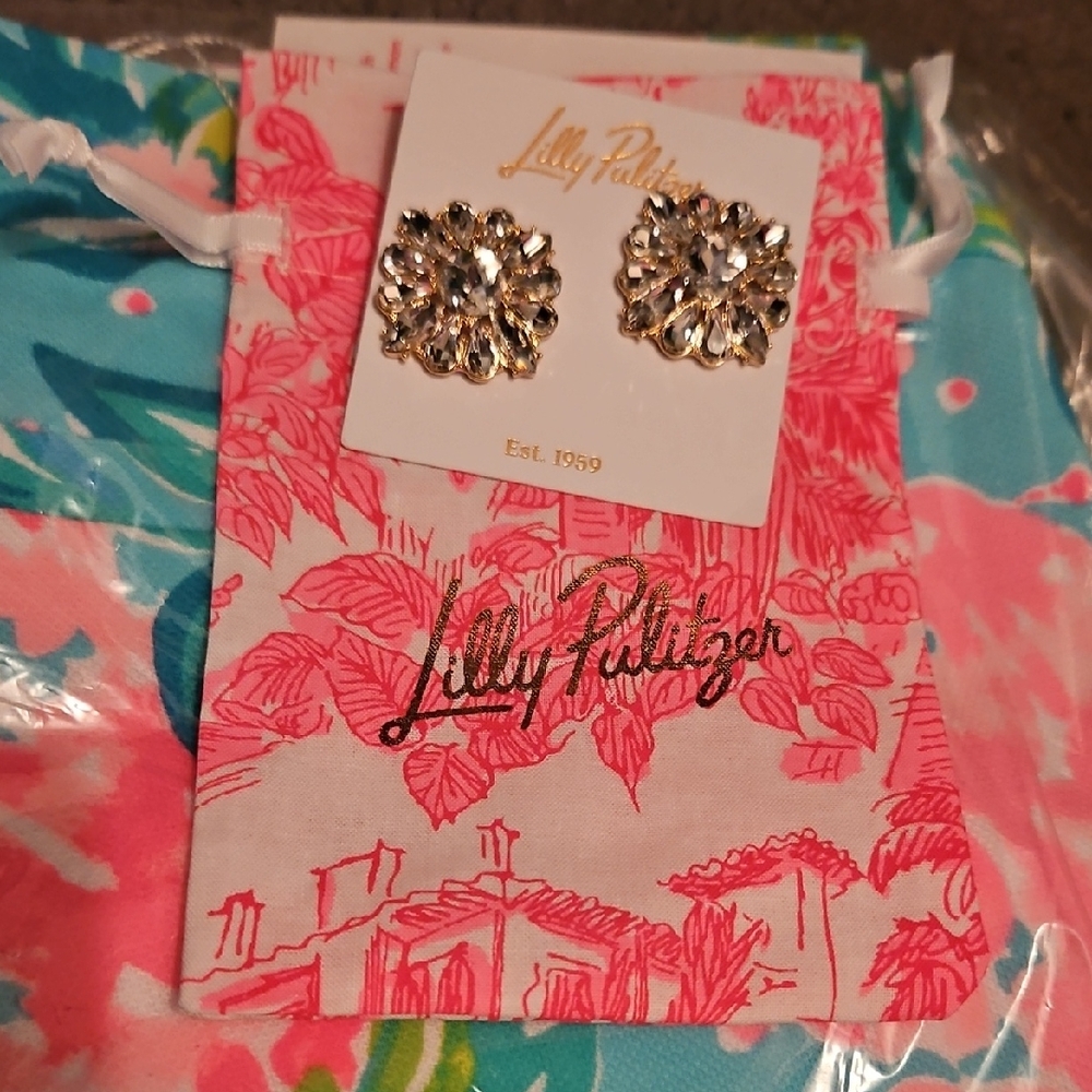 Lilly Pulitzer Gold and Silver Crystal Earrings